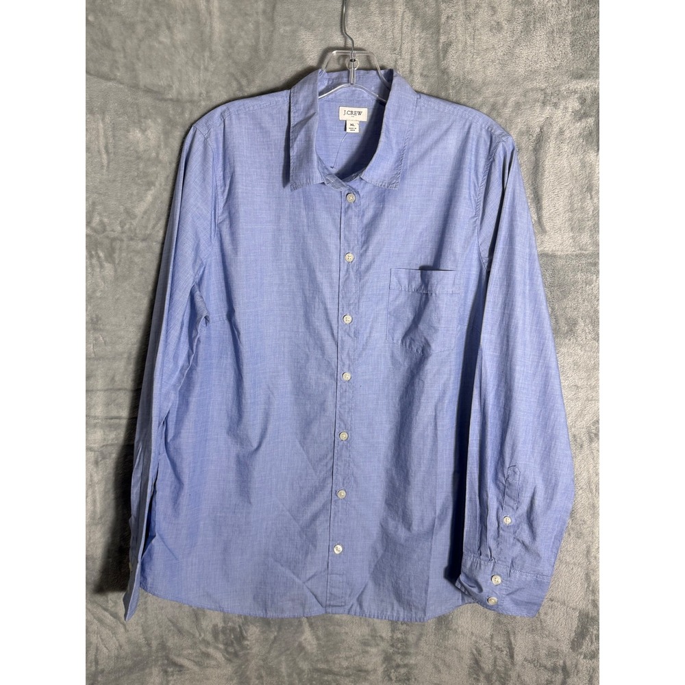 J.Crew Womens XL Light Blue 100% Cotton Button Down Long Sleeve Shirt Pocket